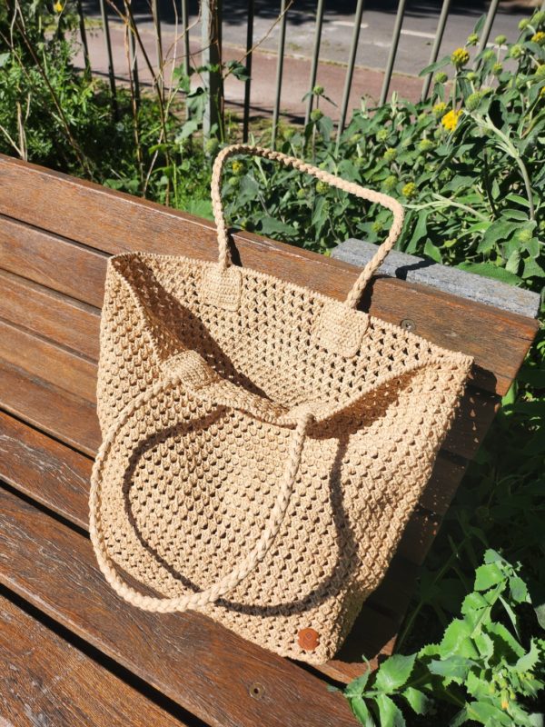 Grand cabas en raphia  fait main –  Naturel – Image 5